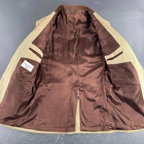 VTG Pagano West Blazer Mens 40R Tan Corduroy Elbow Pad Vertical Smiles NWT USA - Picture 3 of 9